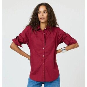 Kerri Rosenthal Mia Shirt Max Heart Tunic Top Buttondown Poplin Cotton S 283193